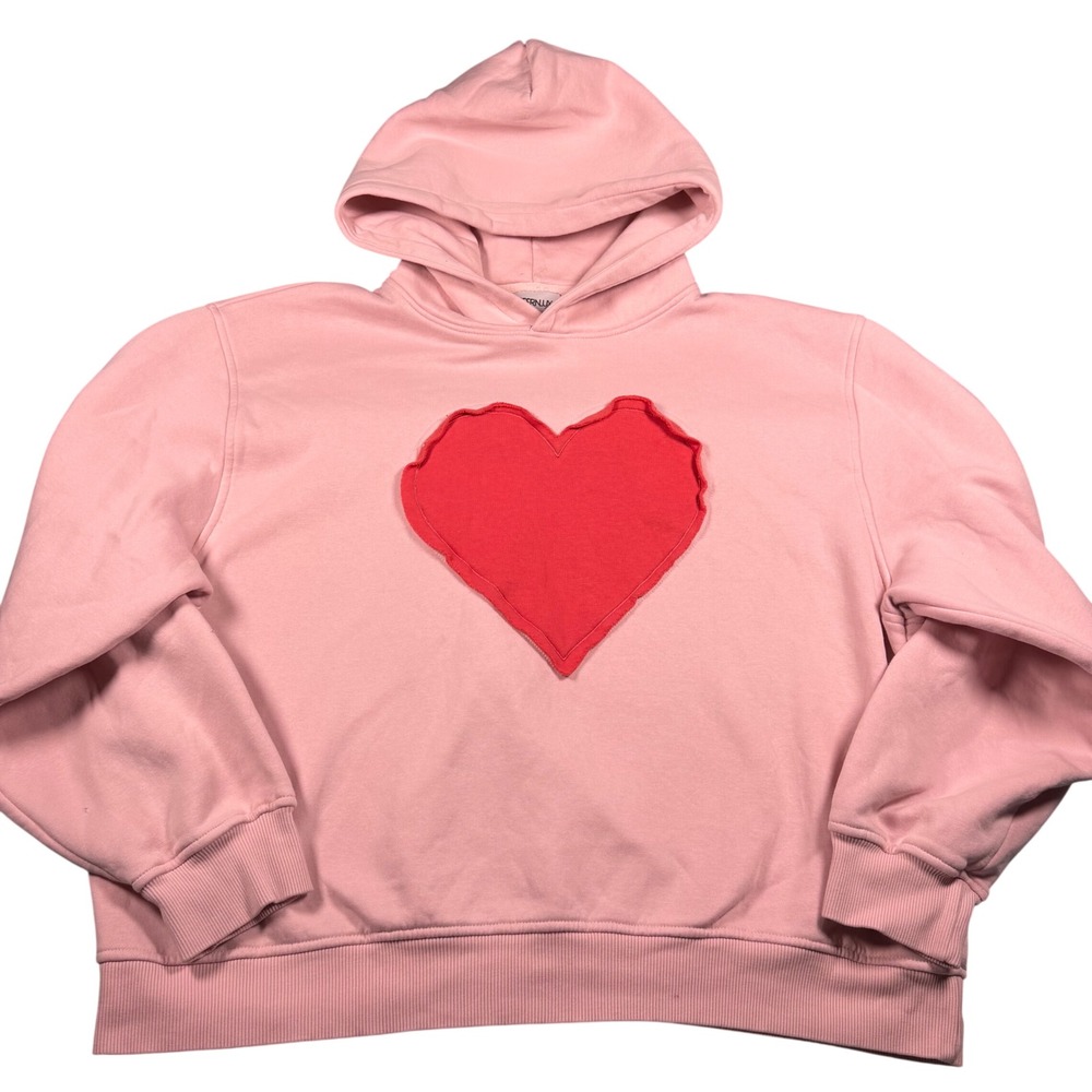 Modern Lux Pink Hoodie with Red Heart Applique